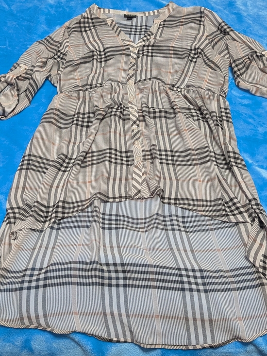 torrid Dresses & Skirts - 🖤 Beige & Black High-Low Plaid Button Dress 🖤